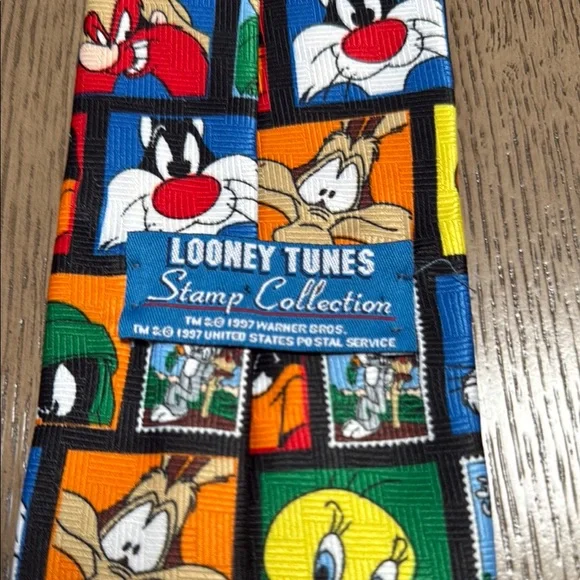 Vintage Looney Tunes Stamp Collection Tie - Picture 3 of 3